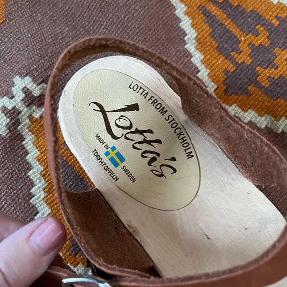 Lotta’s Stockholm Swedish Leather Open Toe Sandal Strappy Clogs Tan Brown 38 7.5 - Picture 5 of 11